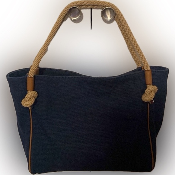 MICHAEL KORS Marina💙Navy Blue💙Large Canvas Tote with Rope Straps/Like New - Picture 6 of 13